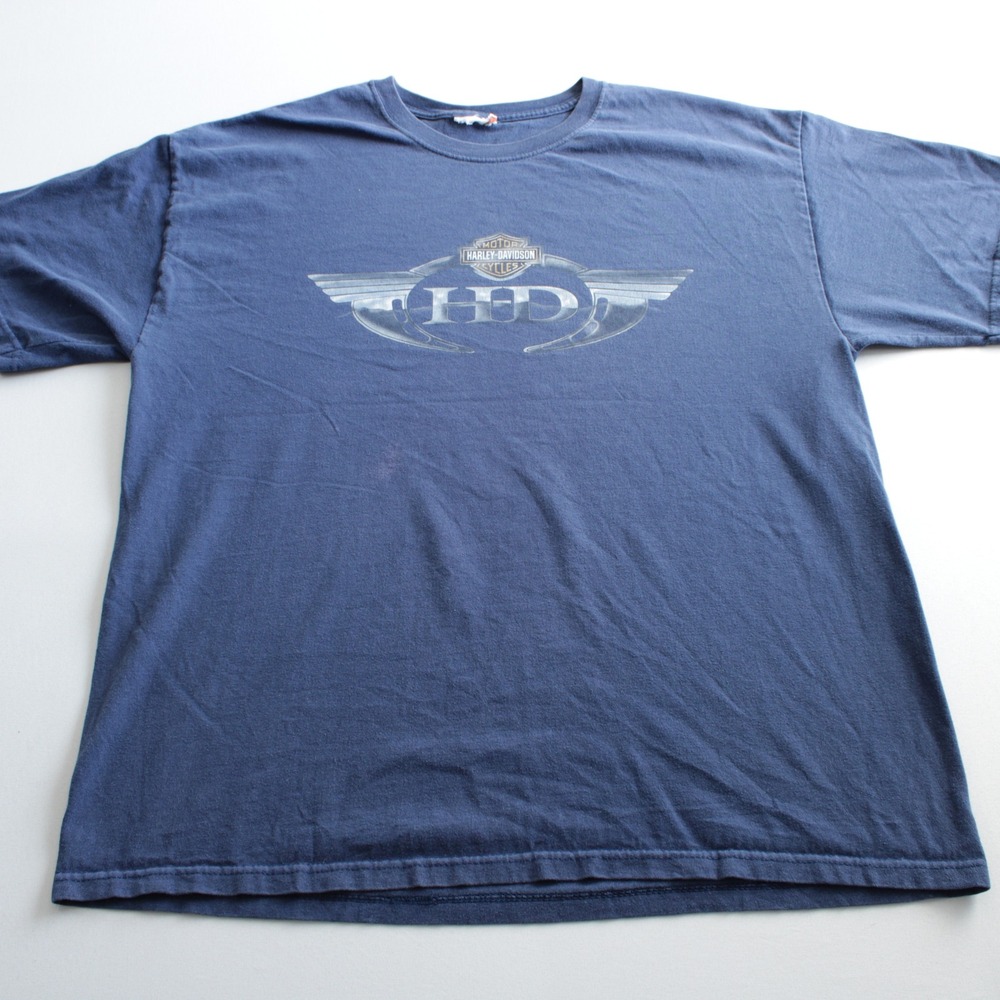 Harley Davidson Centennial Park Pataskala Ohio Graphic T-Shirt Blue XL Street